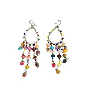 Boho Women's Earrings Mixed Faux Stones Beaded Dangle